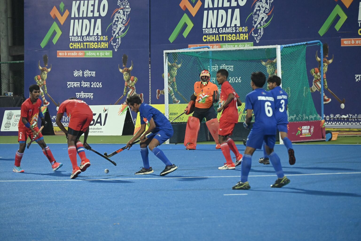 खेलो इंडिया ट्राइबल गेम्स 2026: पुरुष वर्ग हॉकी में छत्तीसगढ़, ओडिशा, झारखंड एवं मध्यप्रदेश ने सेमीफाइनल में बनाई जगह हॉकी महिला वर्ग में मिजोरम, मध्यप्रदेश, झारखंड व ओडिशा सेमीफाइनल में।