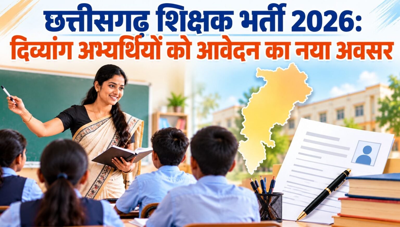 छत्तीसगढ़ शिक्षक भर्ती 2026- दिव्यांग अभ्यर्थियों के लिए विस्तृत विज्ञापन में संशोधन, दिव्यांग अभ्यर्थियों को मिलेगा आवेदन का नया अवसर…..