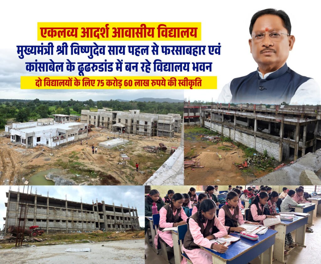 आदिवासी विद्यार्थियों को मिलेंगी आधुनिक शिक्षा और आवासीय सुविधाएं, जशपुर में एकलव्य विद्यालयों के नए भवनों का निर्माण तेज….